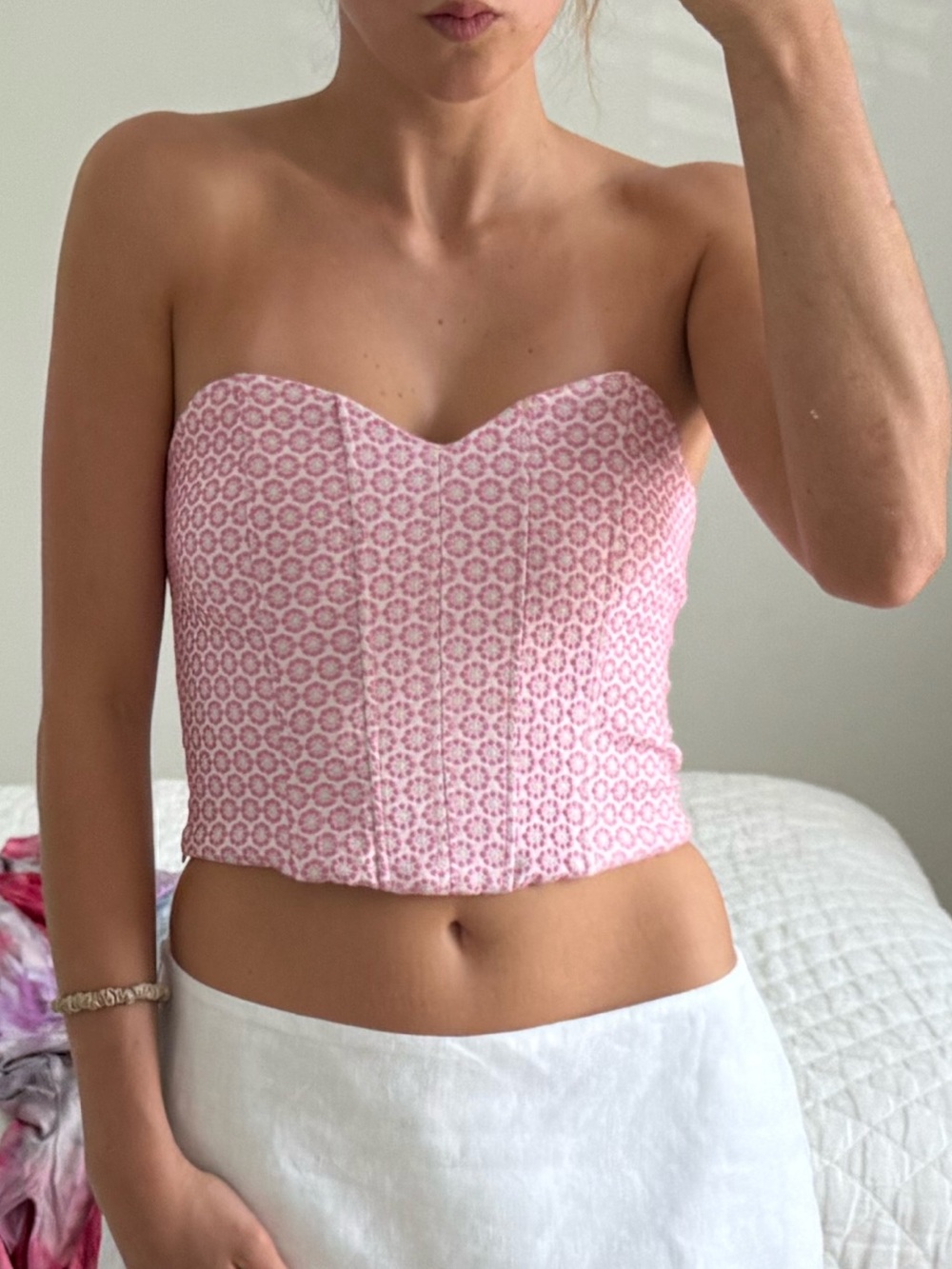 Show Me Your MuMu Pink Strapless Corset Crop Top